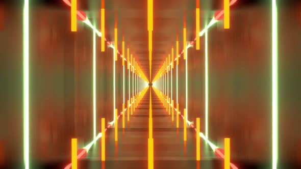 Beautiful Abstract Endless Looping Square Tunnel and Neon Lights
