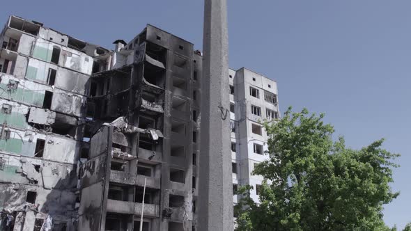 Borodyanka Ukraine  a Destroyed Building During the War Bucha District