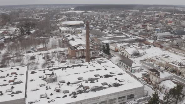 Industrial Area Outside The City In Winter