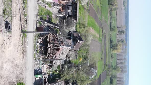 Vertical Video of a Destroyed Building in Borodyanka Ukraine