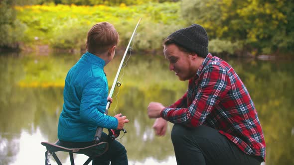 Fishing on Nature - Big Brother Teaching His Little Brother Fishing - Spinning the Roulette