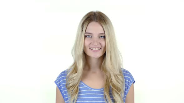 Portrait Of Smiling Woman , White Background