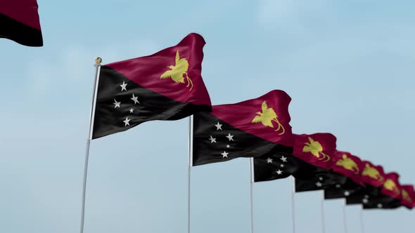 Papua New Guinea Row Of Flags 