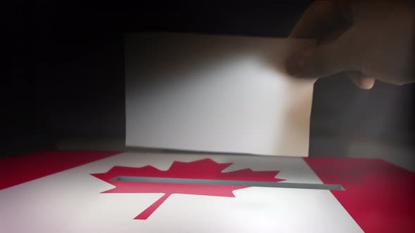 Digital Composite Hand Voting To National Flag OF Canada 