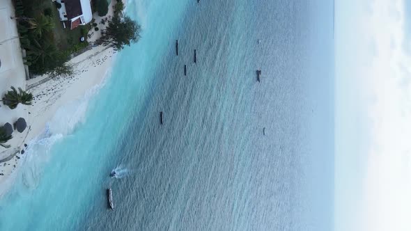 Zanzibar Tanzania  Vertical Video of the Ocean Near the Coast Slow Motion