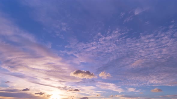 Amazing sunrise clouds over sea Timelapse Sunrise Burning colorful color sky and dark clouds