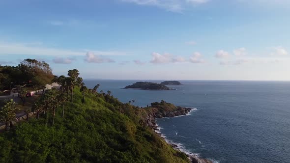 Beautiful Drone Shot of Tropical Peninsula in Asia 