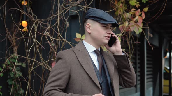 Young Stylish Businessman Talking Phone Street