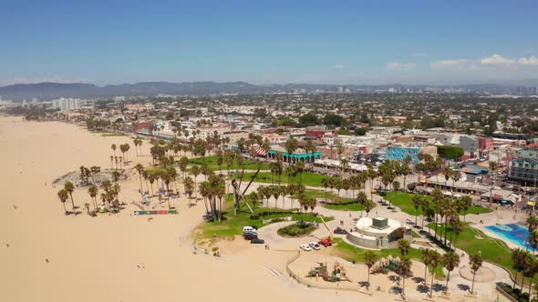 Aerial View of the Skate Park at the Venice Beach California