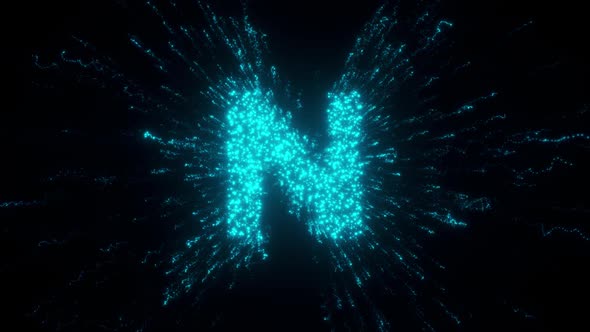 N Letter With Futuristic Particles Hd