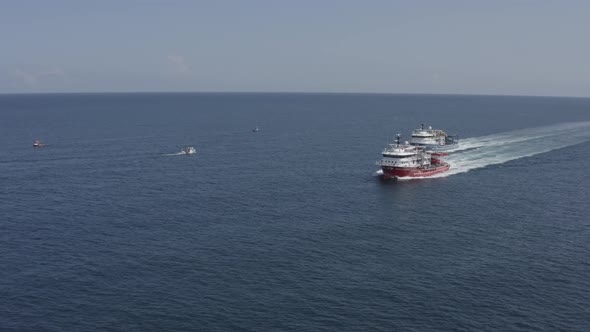 Trabzon City Approaching To Boat Aerial View