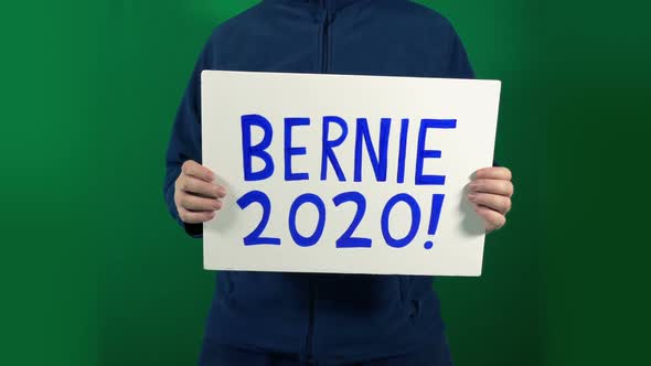 Bernie Sanders 2020 Sign Held Up With Alpha Matte