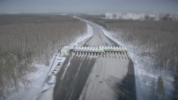 Toll Plaza of the Toll Road in Winter