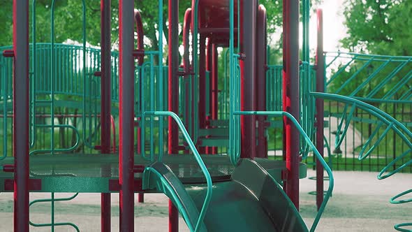 Empty Colorful Children Playground Set in Park