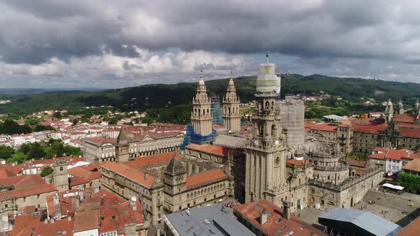 Santiago Compostela Cathedral City Spain 4k