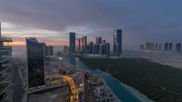 Buildings on Al Reem Island in Abu Dhabi Timelapse From Above