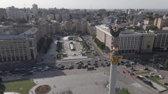 Kyiv. Ukraine: Independence Square, Maidan. Aerial View, Flat, Gray