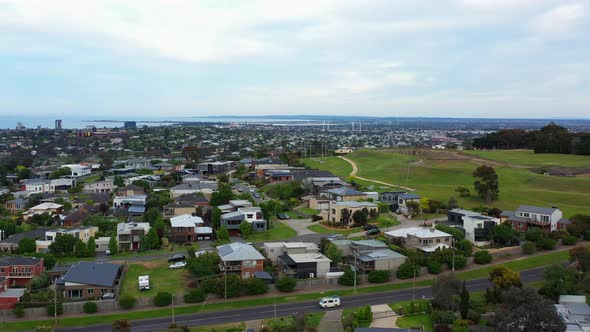 AERIAL Highton Looking Over Geelong City And Corio Bay, Australia