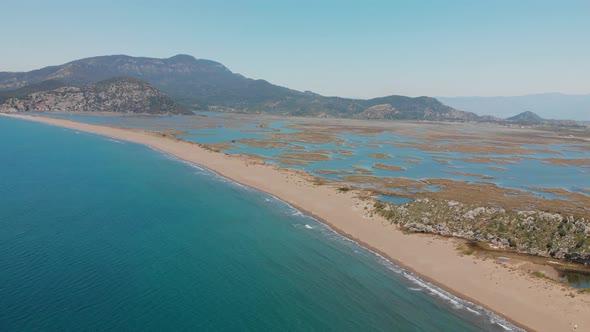 Aerial Drone View of Dalyan Delta and Iztuzu Beach