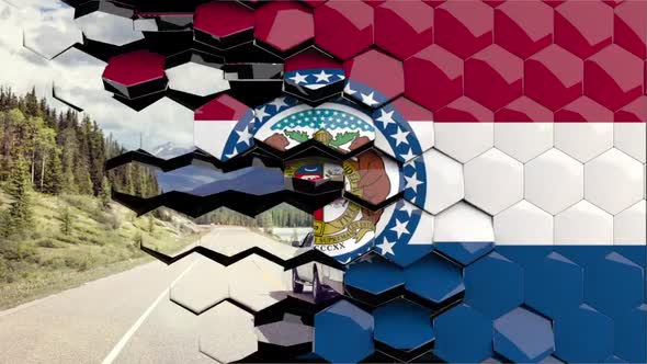 Missouri Flag Hexagon Transition - 4K Resolution