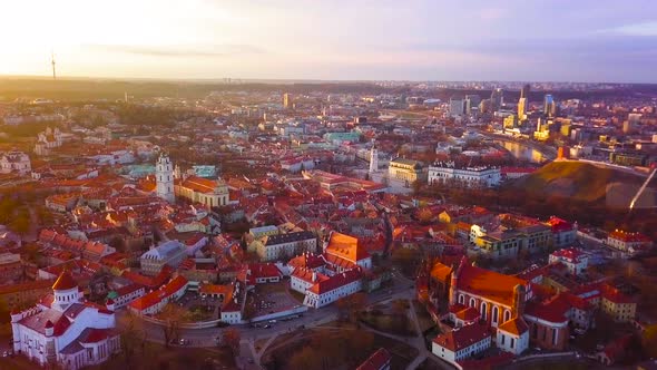VILNIUS, LITHUANIA - Aerial View of Vilnius Old City