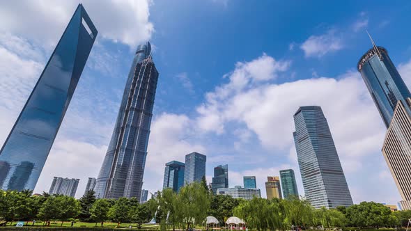 Time lapse of Skyscraper in Shanghai city