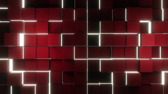 Dark Red Movement Cubic Background With Led Light Vj Loop HD