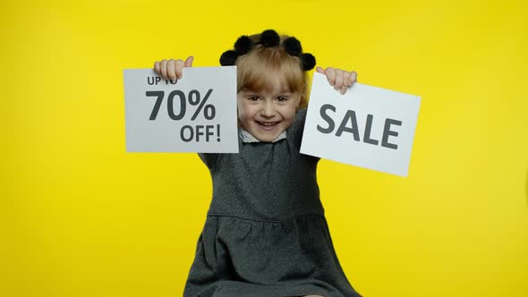 Child Kid Showing Sale and Up To 70 Percent Off Discount Advertisement Banners. Black Friday Concept