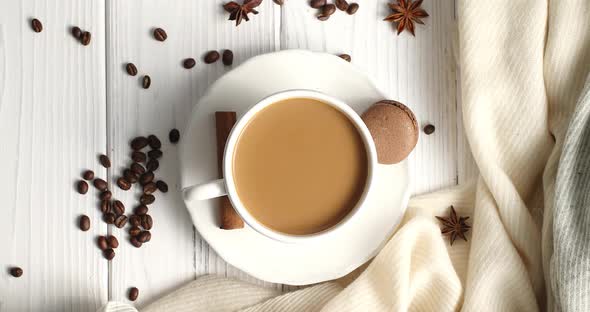 White Mug of Coffee on Table