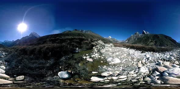 VR of Dingboche and Pheriche Village in Nepal, Basic Point of Everest Base Camp Track. EBC