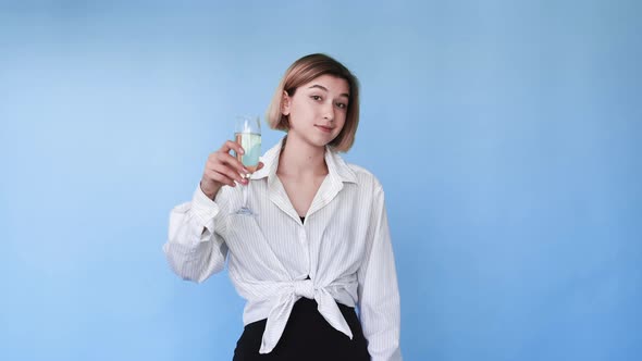 Holiday Toast Anniversary Cheers Woman Champagne