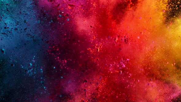 Super Slow Motion Shot of Color Powder Explosion Isolated on Black Background at 1000Fps alt