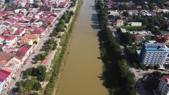 Aerial view of Battambang, Cambodia.