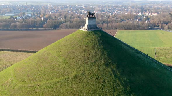 Aerial view of The Lion's Mound, Waterloo, Belgium