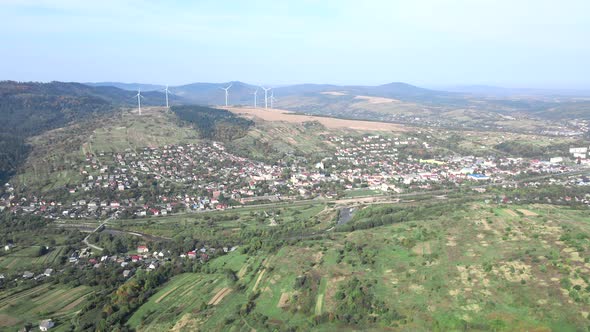 Aerial View of Wind Renewable Electricity Plant