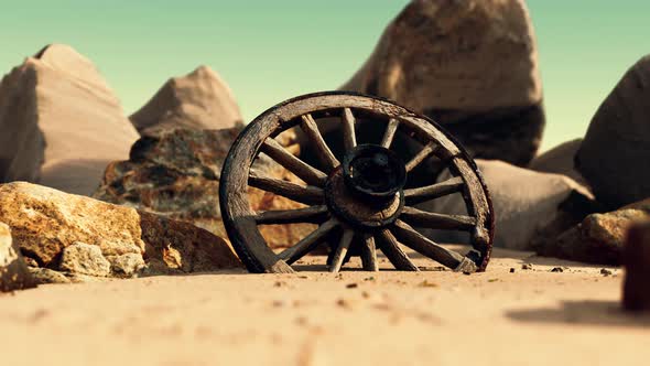 Old Tradition Waggon Wheel on the Sand