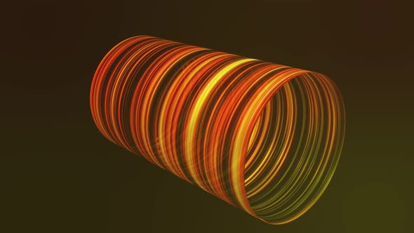 Glowing neon rings form a cylinder