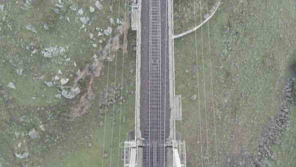 Aerial view of empty Railway lines in Samtskhe-Javakheti region of Georgia.