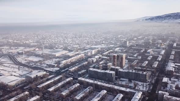 Shooting From a Drone Over the Big City of Almaty