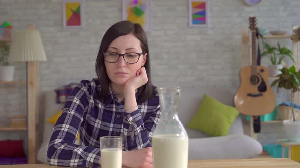 Young Woman and Causing Food Allergies To Milk and Lactose