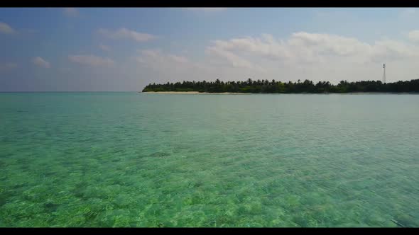 Aerial top down landscape of paradise coastline beach time by turquoise sea and white sandy backgrou