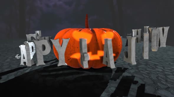 Pumpkin with Halloween text