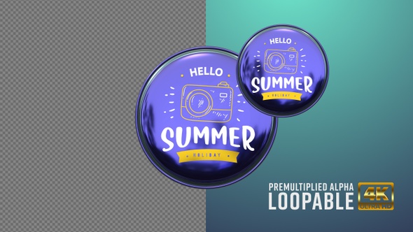 Hello Summer Badge Looping with Alpha Channel