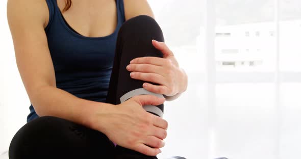 Dancer relaxing in the dance studio