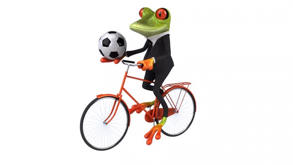 Fun frog on a bicycle - Digital animation
