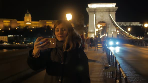 Night Bridge Girl Selfie