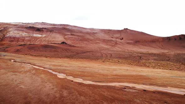 Drone Flight Over Geothermal Area Of Myvatn