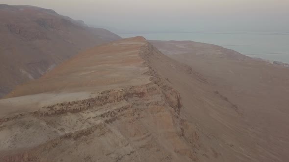 Aerial view of a nearly barren hill in Mount Sodom near The Dead Sea in Israel circa March 2019