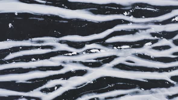 Drawings of ice in Moosehead Lake. Maine. USA. Aerial top down view