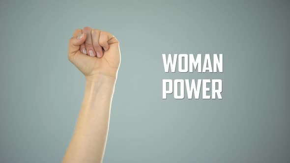 Sign Woman Power With Female Hand, Gender Equality, Protection of Womens Rights